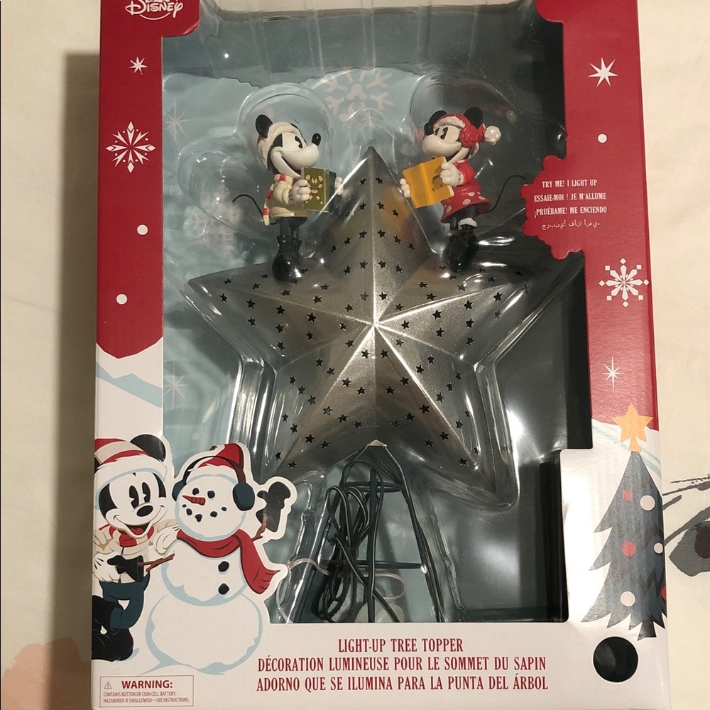 Disney Silver Star Tree Topper with Mickey and Minnie